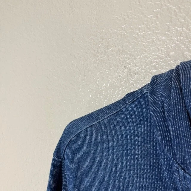 Cloth and Stone Hoodie Womens Medium Chambray Tie Neck Shirt Anthropologie - Изображение 2 из 4