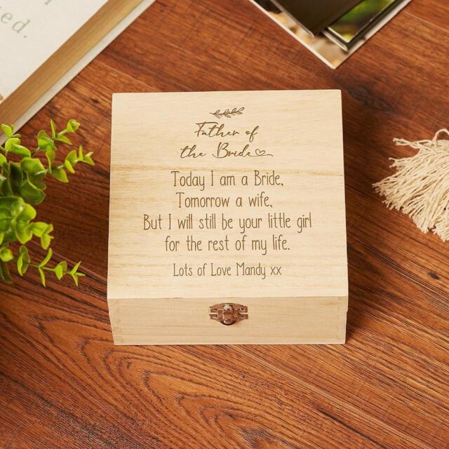 Personalised Father Of The Bride Wooden Keepsake Box Gift Engraved SHB-159 Personalised Father Of The Bride Wooden Keepsake Box Gift Engraved SHB-159