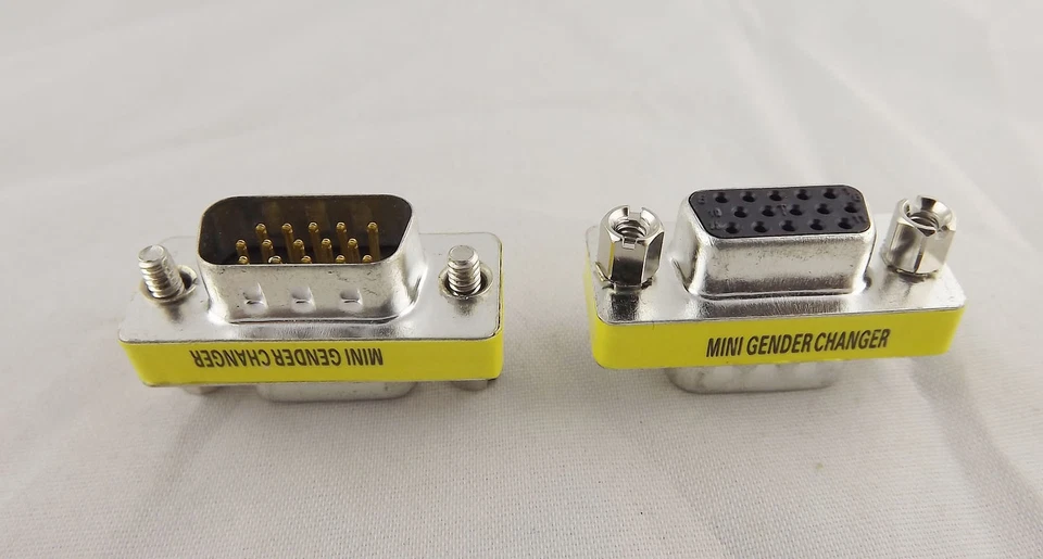 10x VGA/SVGA 15 Pin DB15 Male To Female D-SUB 3 Rows Mini Gender Changer Adapter - Image 2 of 4