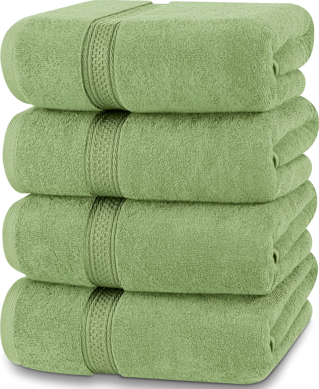 Utopia 4 Pack Bath Towels 100% Cotton Quick Dry 600GSM Sage Green