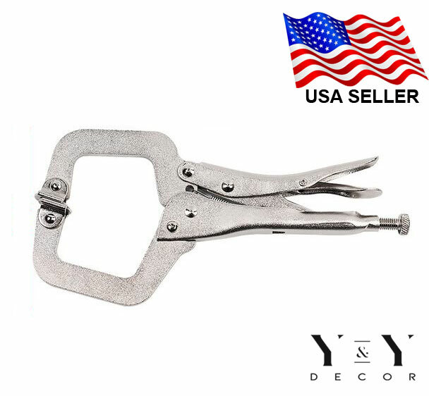 Set Of Two (2) 6\" Locking C-Clamp Vise Grip Welding Pliers With Swivel Pads