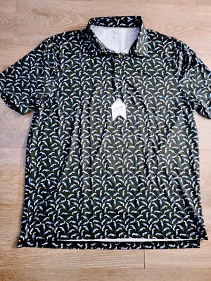 1764 Signature Polo Shirt Mens 2XL XXL Black Toucan Bird Print
