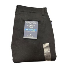 Nautica Men's Wrinkle Resistant Non- Iron Classic Fit Straight Deck Pants Black