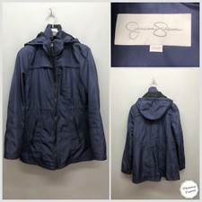 Jessica Simpson Navy Hooded Jacket Small Petite Waterproof Zip Pockets