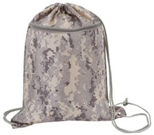 Digital Camo Drawstring Hiking Backpack with Zipper Pocket Cinch Bag Travel Pack