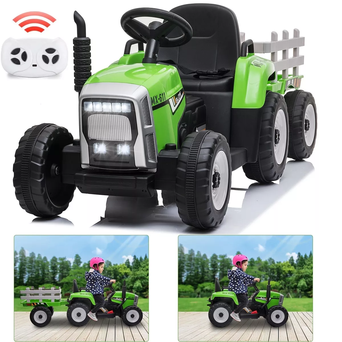 12V Ride on Tractor with 3-Gear-Shift Ground Loader for Kids 3+ Years Old -  Costway