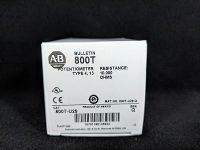 ALLEN BRADLEY 800T-U29 30.5mm Potentiometer Unit, 10 Kilohms Resistive Element