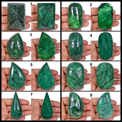 5575Ct/8Pcs Natural Brazilian Green Emerald Mix Cut Carving Loose Wholesale Gems