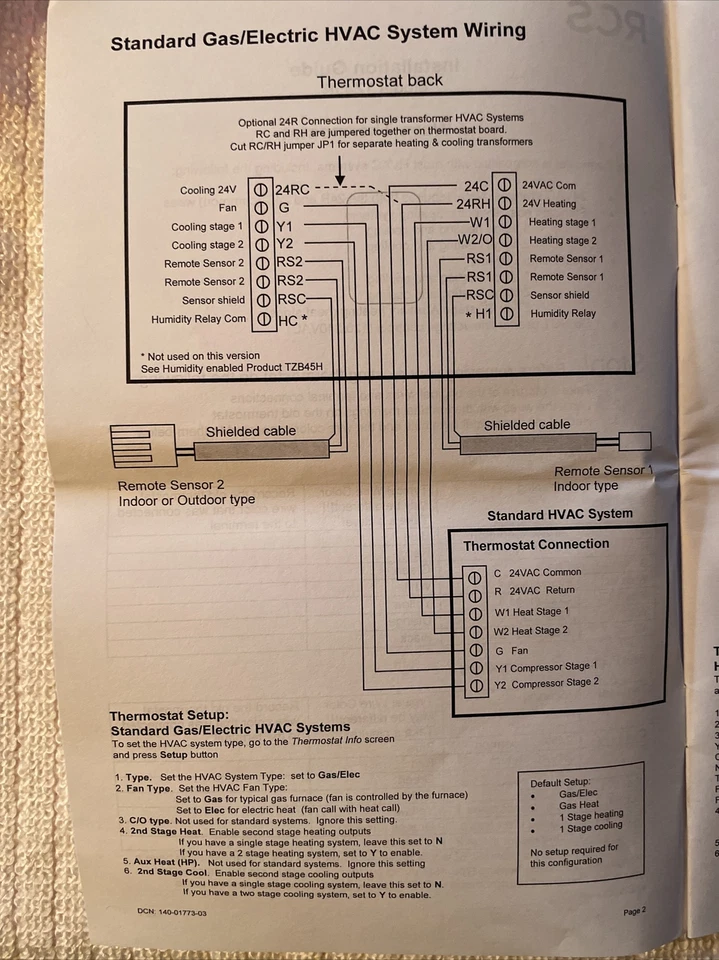 RCS Thermostat TZ45R  001-1773  24v Zwave USA made! - Image 4 of 4