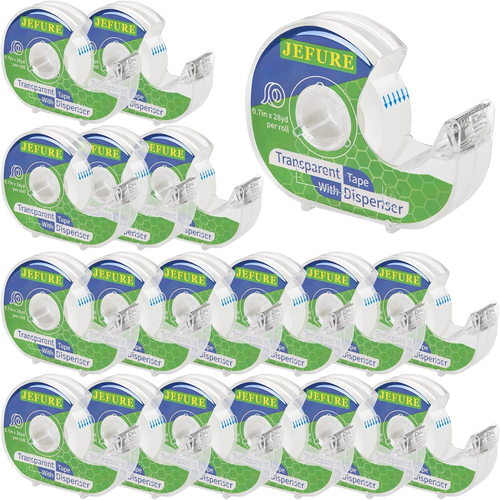 18 Pcs Transparent Tape with Dispenser, 0.7 X 1000 in Clear Tape Rolls Bulk, Off - Picture 9 of 12
