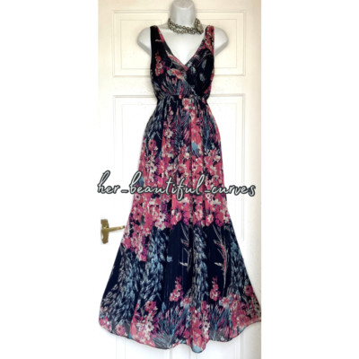 MONSOON BLUMENDRUCK SCHIMMERNDER FADEN HOCHZEIT ANLASS PARTY KLEID GRÖSSE 16