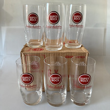 6 SUPER BOCK Clear Imperial Glass Barrilito Half Pint Portuguese Lager Beer 20cl