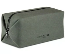 Coach Unisex Canvas Toiletry Bag Cosmetics Pouch Case Green NWT