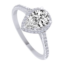 2ct Halo Engagement Ring Pear Cut Cubic Zirconia 925 Sterling Silver