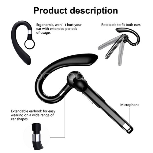 Bluetooth 5.3 Wireless Earphone with Mic Earpiece Headset for Trucker Driving - Zdjęcie 19 z 26