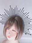 Women Celestial Gothic Spike Silver Galaxy Moon Star Halo Party headband Crown