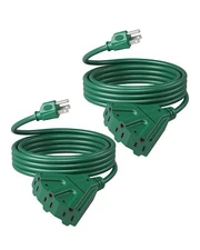 DEWENWILS 10 FT Christmas Outdoor Tri-Tap Extension Cord Splitter, Weatherpro...