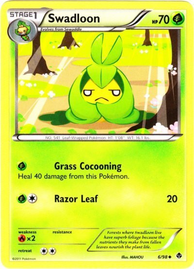 Swadloon - 6/98 - Uncommon NM, English Pokemon Emerging Powers