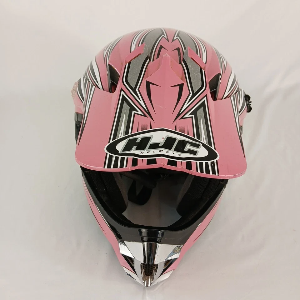 🏍️ 🏍️ Casco de Motocross Juvenil HJC Rosa Negro Gráfico MX Off-Road Talla Pequeña 🏍️ Foto 2 de 4