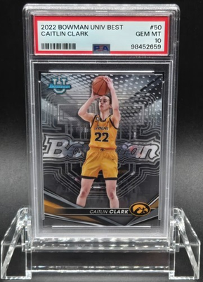 #ad 2022 Bowman Univ Best Caitlin Clark #50 PSA 10 GEM MINT Rookie WNBA 💎 $79.99