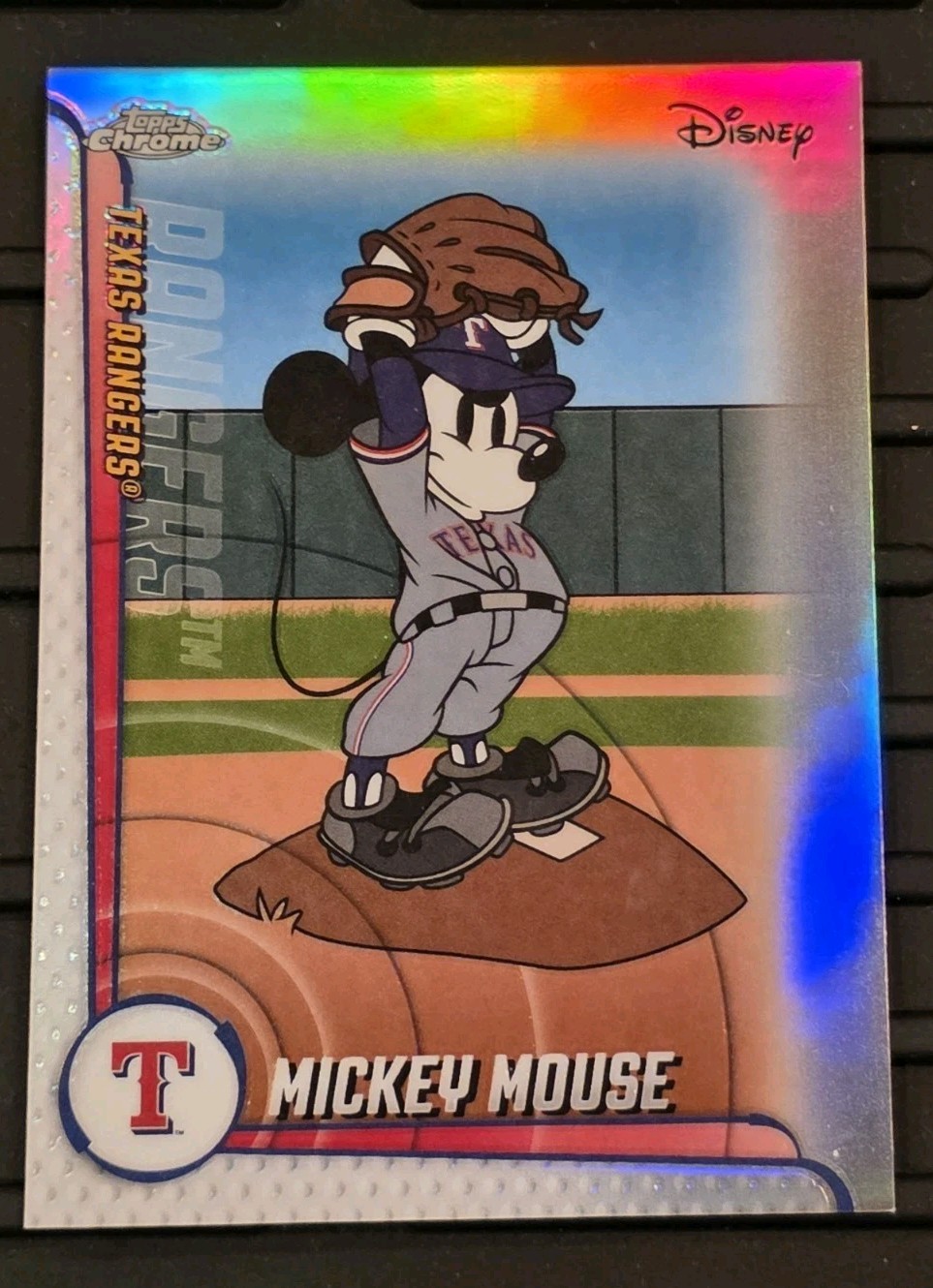 2025 Topps Chrome Update Mickey Mouse Texas Rangers SSP Disney Pixar Refractor