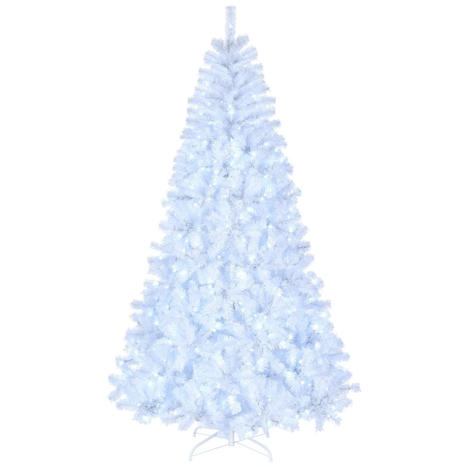 7 FT Pre-lit 500 Light Artificial Christmas Tree Xmas Snow Flocked White