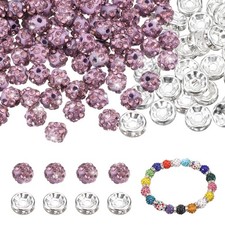 100 Pcs 6mm Rhinestone Spacer Beads for Jewelry Making, Light Purple