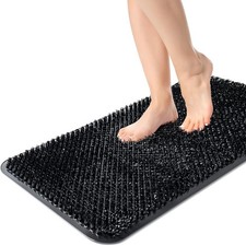 Shower Foot Scrubber Mat, Anti-Slip Bath Mat with Scrub Bristles, Soft Shower