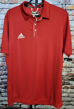 Adidas Polo Shirt Men's Large Red Ebroidered Logo Golf Performance Aeroready