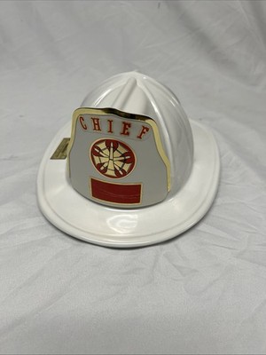 Jim Beam White Fire Chief Helmet Decanter - Original Unused Decals - EMPTY