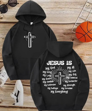 Men's Jesus Is My Dribble Hoodie - Double-Sided Gospel Print Hooded Sweatshirt