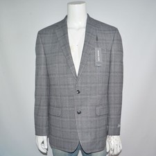NWT MICHAEL KORS Classic Fit Stretch Black Gray Plaid Sport Coat Sz 42L