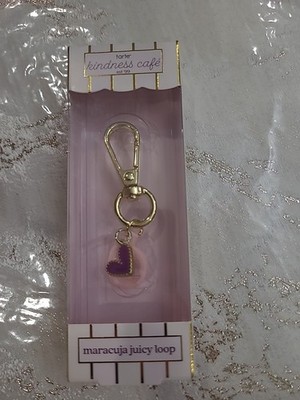 Tarte Kindness Café Maracuja Juicy Loop Gold Keychain Purple Heart NIB