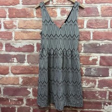Lucky Brand Dress Womens Medium Black White Abstract Fit Flare Casual Sundress