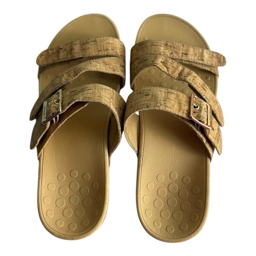 Vionic Shoes Womens Size 8 Skylar Tan Cork Look Adjustable Strap Slip On Sandals - Picture 10 of 10