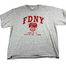 Mens XL Tshirt FDNY Fire Department NYC Graphic T Shirt Vintage Gray