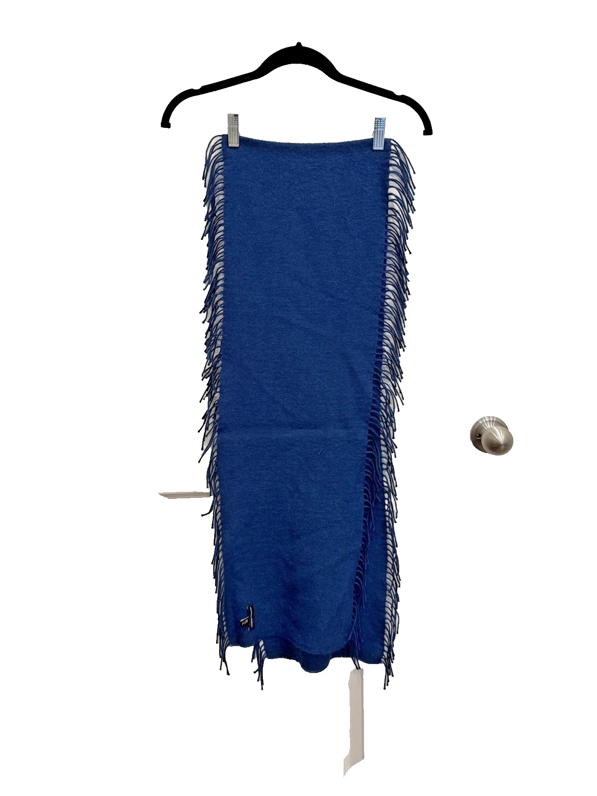 Universal Standard 100% Alpaca Scarf Blue Fringe Unisex Large 76x15 Soft Wool
