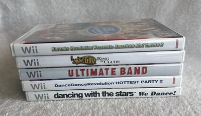 Nintendo Wii Lot 5 Games Ultimate Band American Idol Mini Golf Dancing Stars