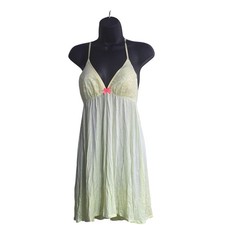 Victoria's Secret Yellow Lace Babydoll Chemise Nightgown Pink Bow Large
