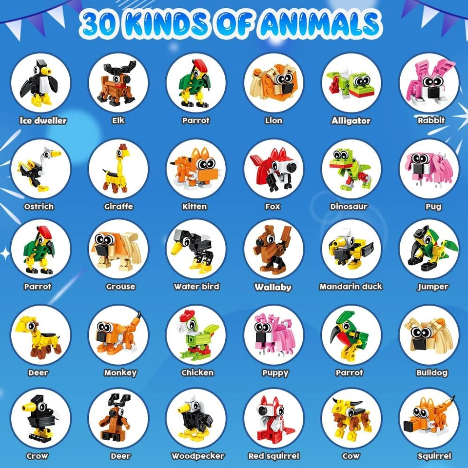 30 Pack Party Favors for Kids, 750 PCS Animals Building Block Toy for Goodie Bag - Image 4 of 4