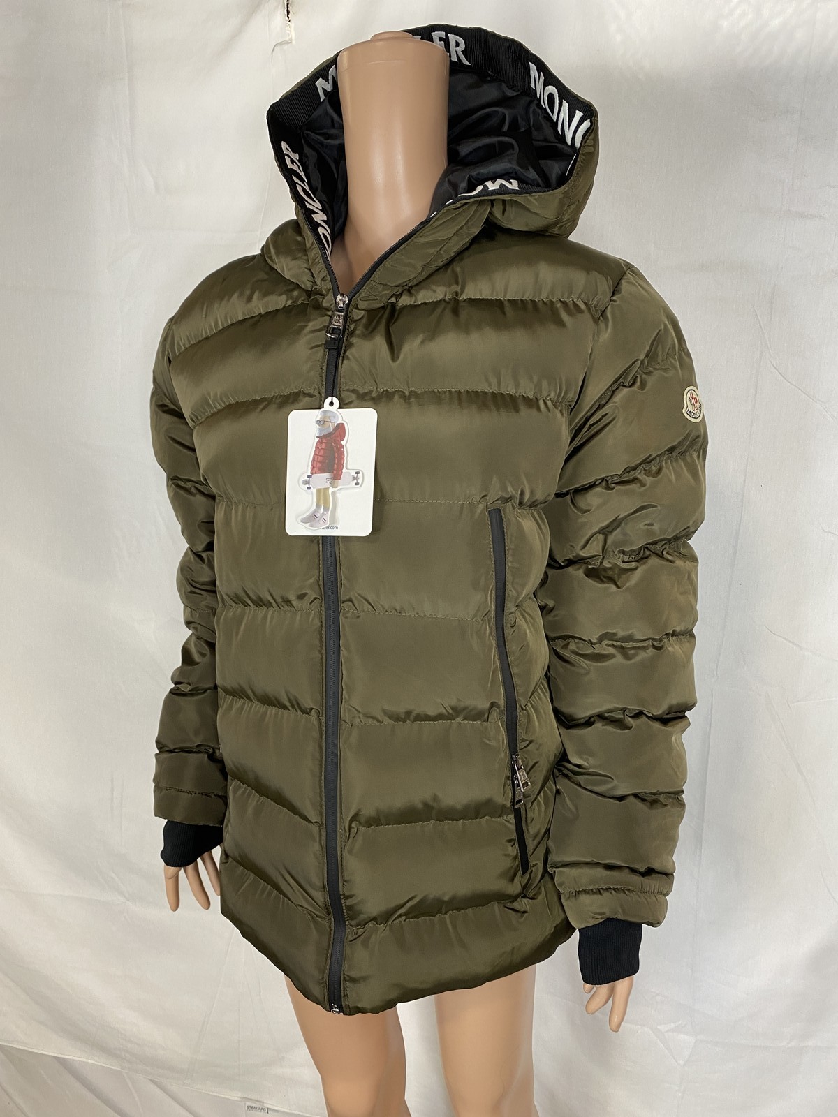 Moncler Womens Mr. Moncler Puffy Hooded Down Coat Size XL Olive Green thumbnail 3