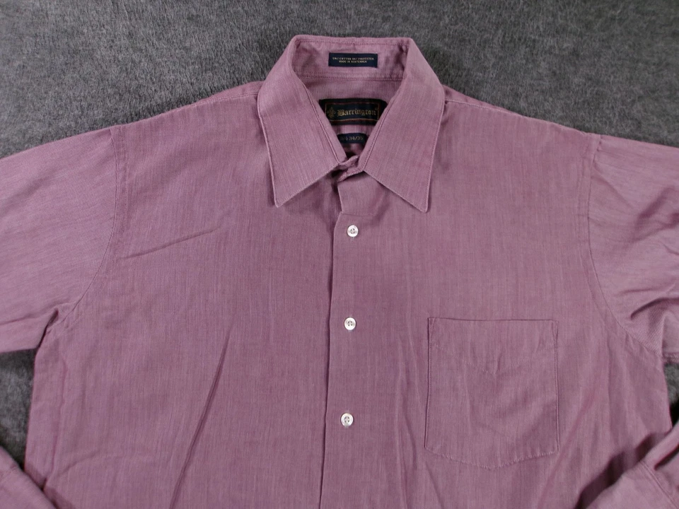 Barrington 正装衬衫男式 16.5 勃艮第经典办公室专业长袖 — 第 2/4 张图片