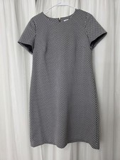 Calvin KLEIN ​Black & White Geometric Print Shift Dress - Size 12 Short Sleeve