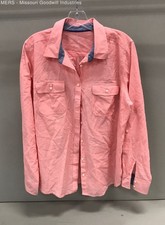 St Johns Bay Pink Solid Button Front Long Sleeve Shirt XL 100% Cotton