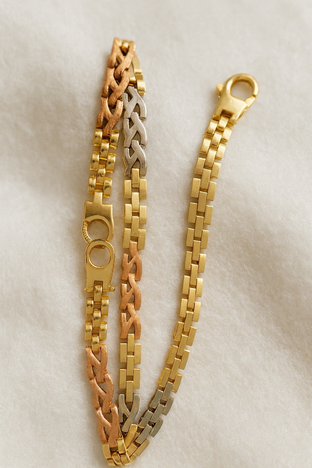 14K Italy Tri-Color Gold Bracelet-Vintage Cellini Jewellery Box-elegant