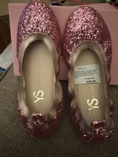 Girls Size 2 Pink Glitter Ballet Slippers