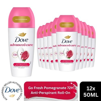 Dove Roll On Go Fresh Granatapfel 72H Lasting Damen Anti-Transpirant 50ml, 12er Pack