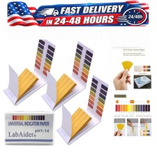 pH Test Strips 1-14, 240 Paper Strips, 3 Pack with Storage Case