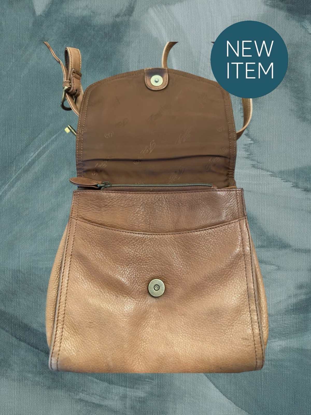 Fossil~Camel Messenger Shoulder Small Leather Cro… - image 3