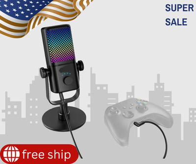 Gaming Microphone for Xbox, RGB Condenser Streaming Mic, Low Noise, Gain Control